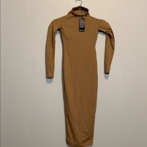 Petite High Neck Jumbo Rib Midi Dress